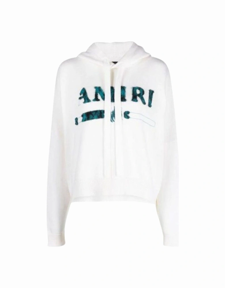 Leopard MA Bar Logo White Knitted Hoodie