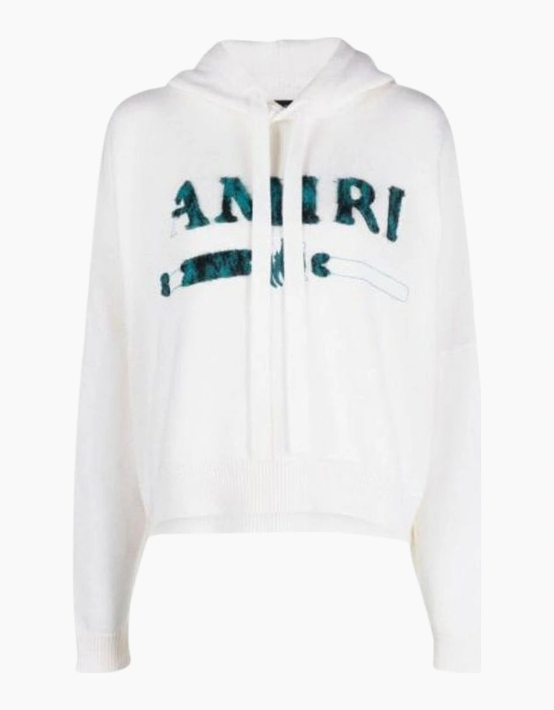 Women's Amiri Leopard MA Bar Logo White Knitted Hoodie - Size: 14