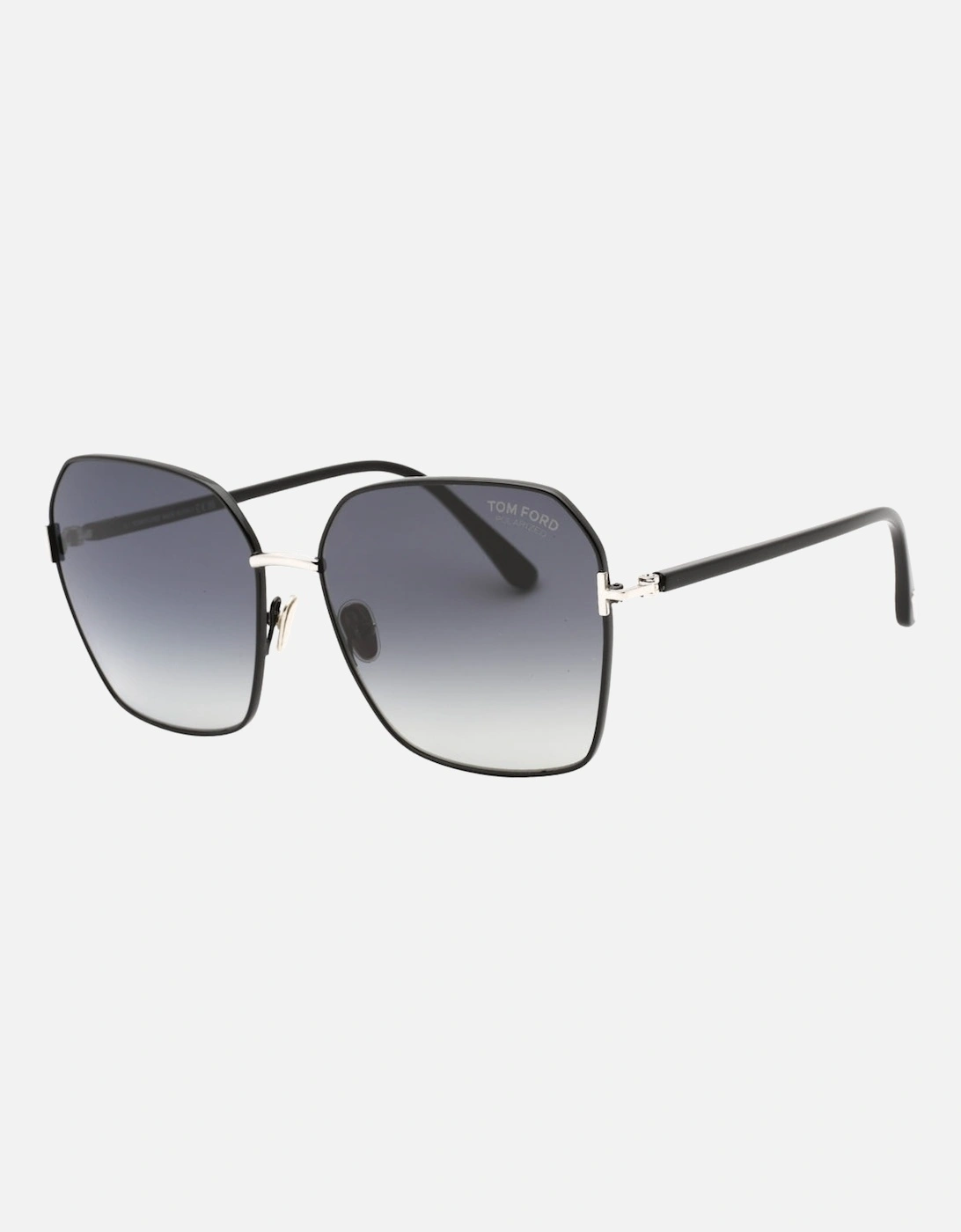 Claudia-02 Smoke Polarized Lens Shiny Black Sunglasses