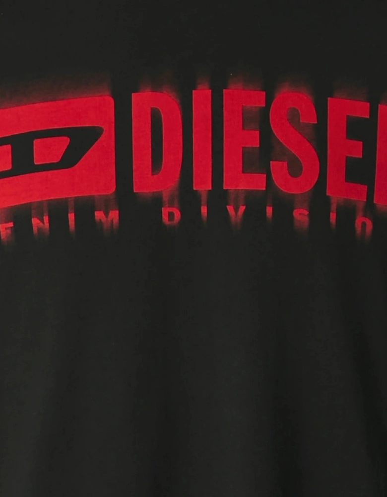 Blurred Denim Division Logo Black T-Shirt