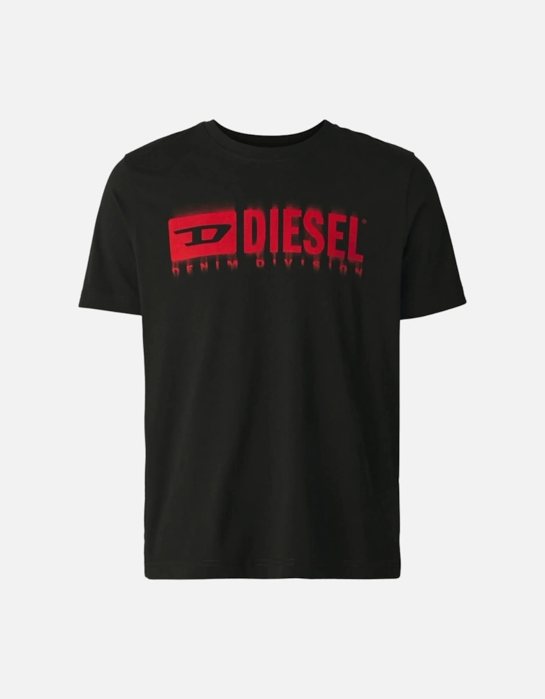 Blurred Denim Division Logo Black T-Shirt