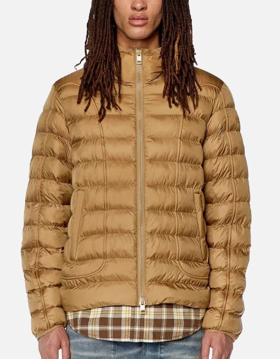 Plain Brown Padded Hooded Jacket