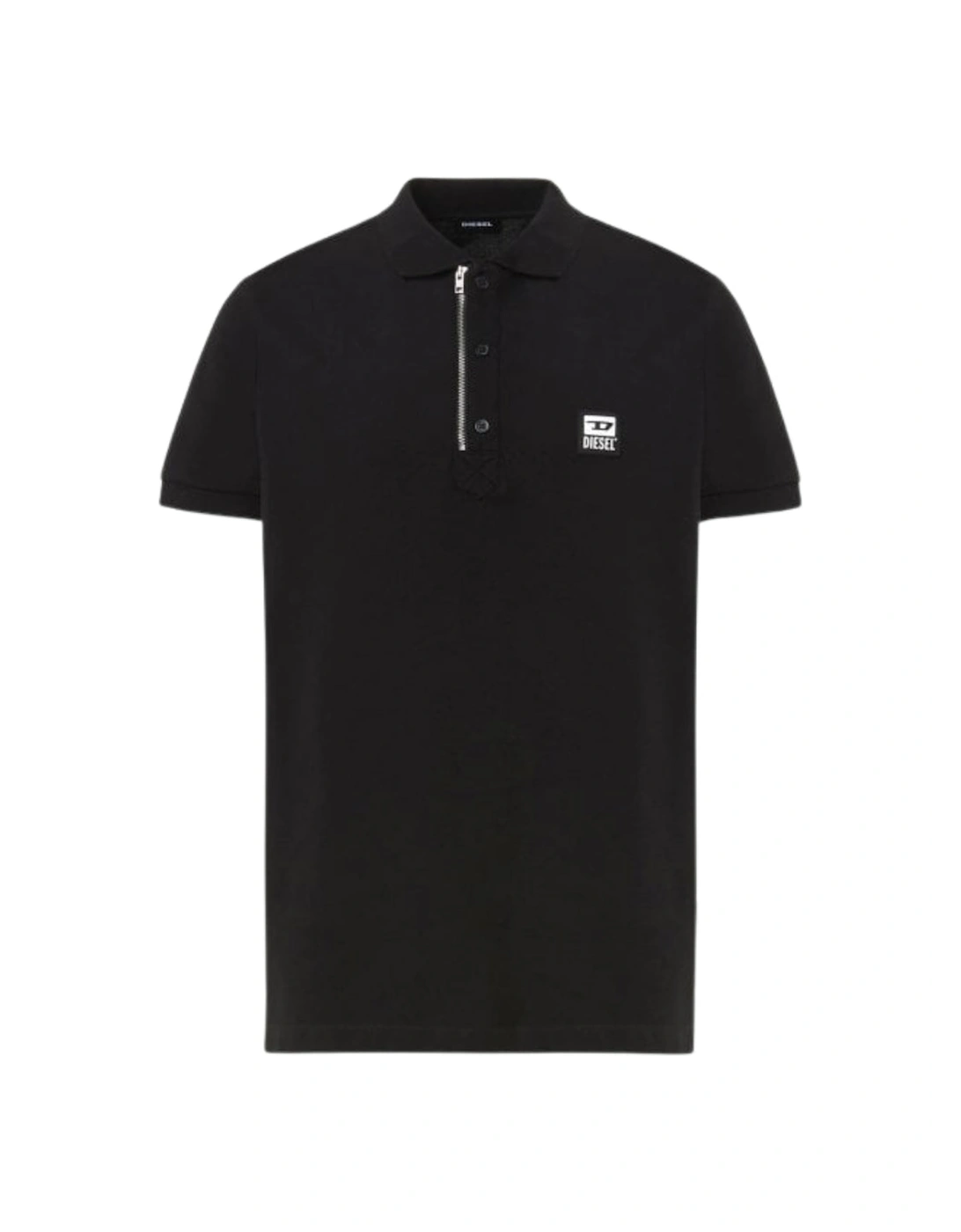 Men's Diesel T-Harry Black Zip Closure Polo Shirt - Size: 44