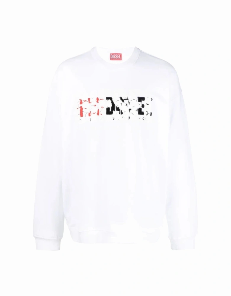 Double Destroyed Logo White Sweatshirt