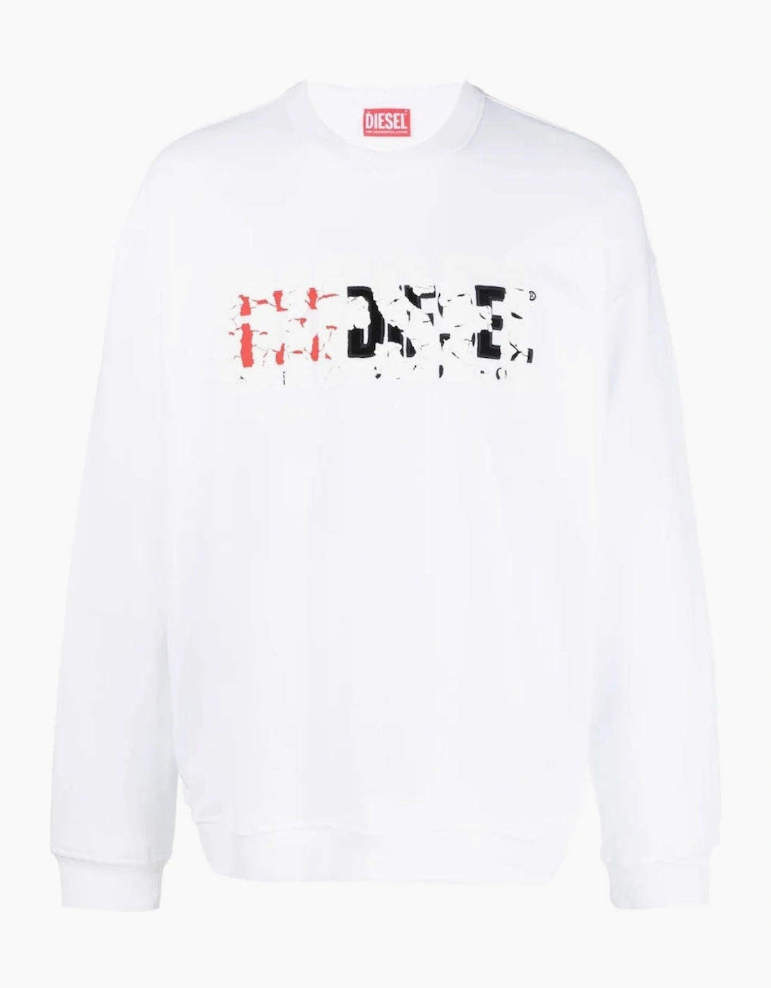 Men's Diesel Double Destroyed Logo White Sweatshirt - Size: 38