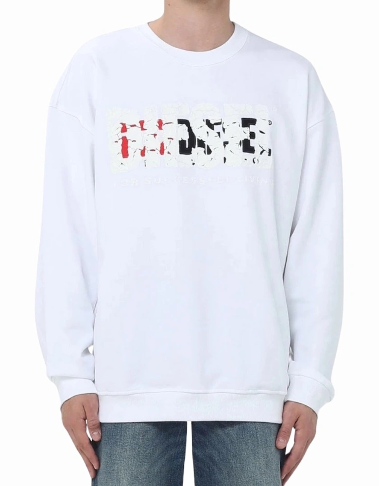 Double Destroyed Logo White Sweatshirt