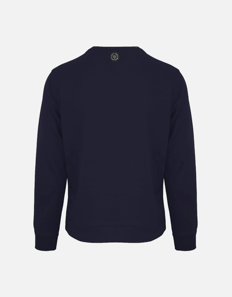 Plein Sport Large Underlined Brand Logo Navy Blue Sweatshirt