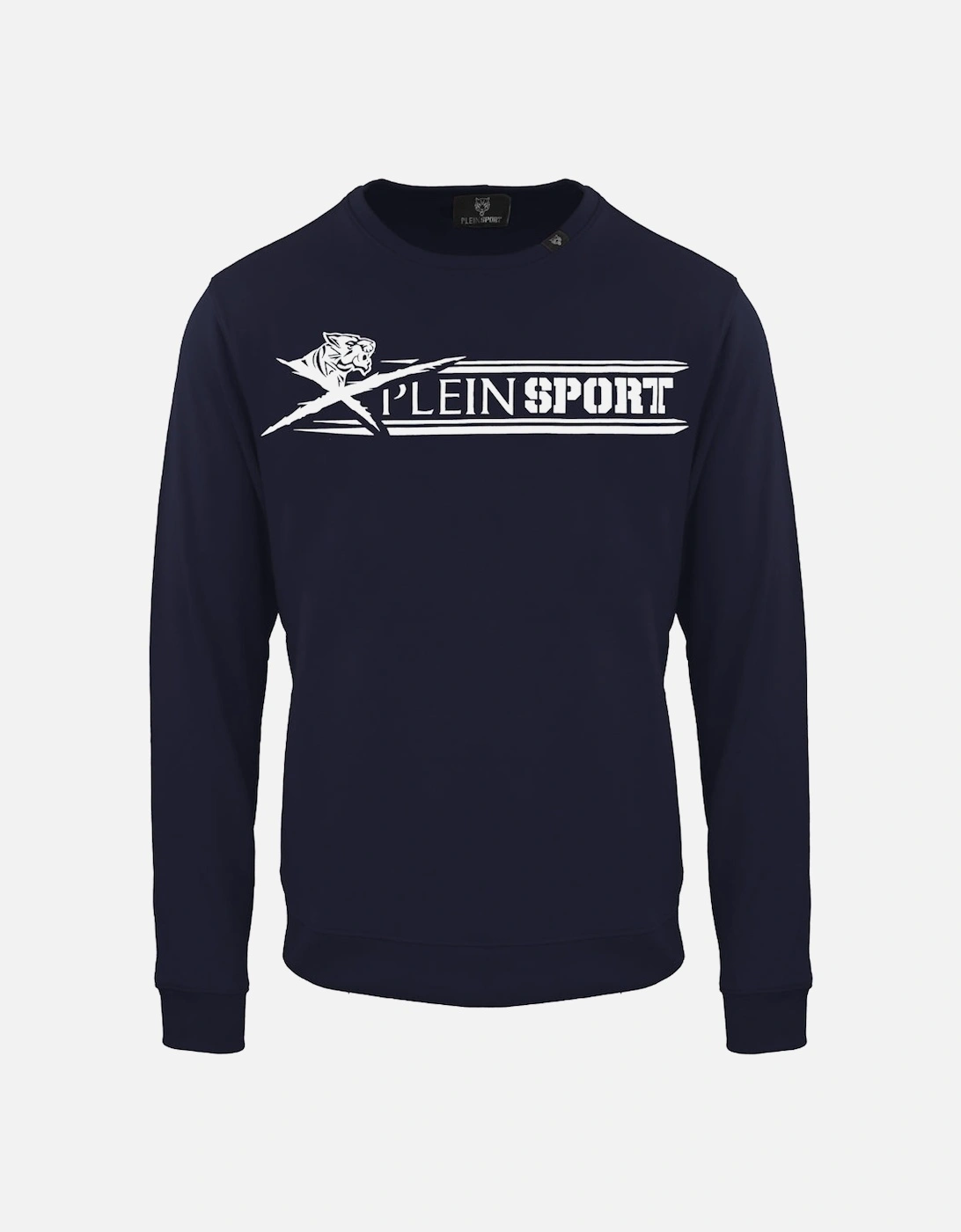 Plein Sport Large Underlined Brand Logo Navy Blue Sweatshirt, 3 of 2