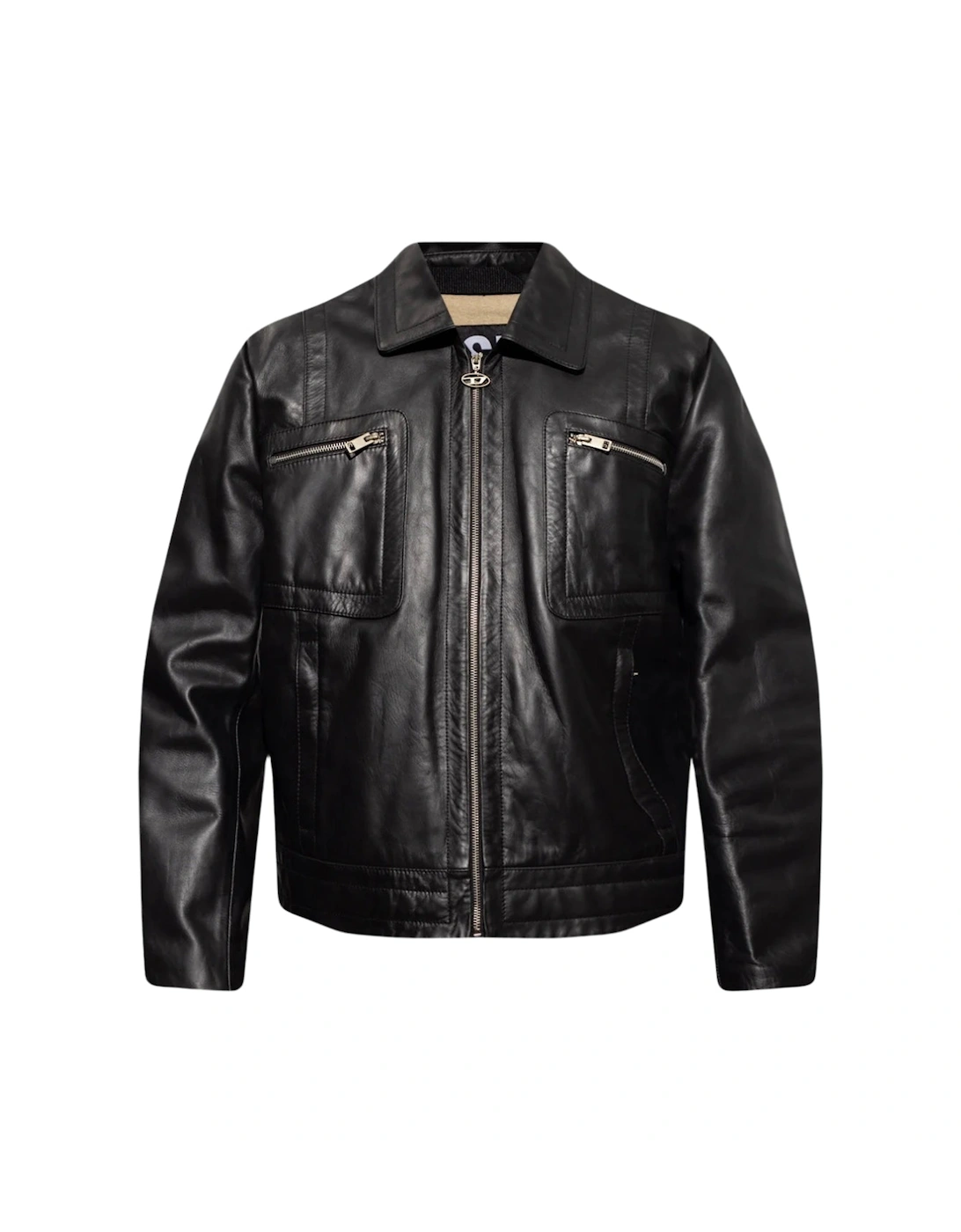 Men's Diesel L-Cale Black Leather Jacket - Size: 38/Regular