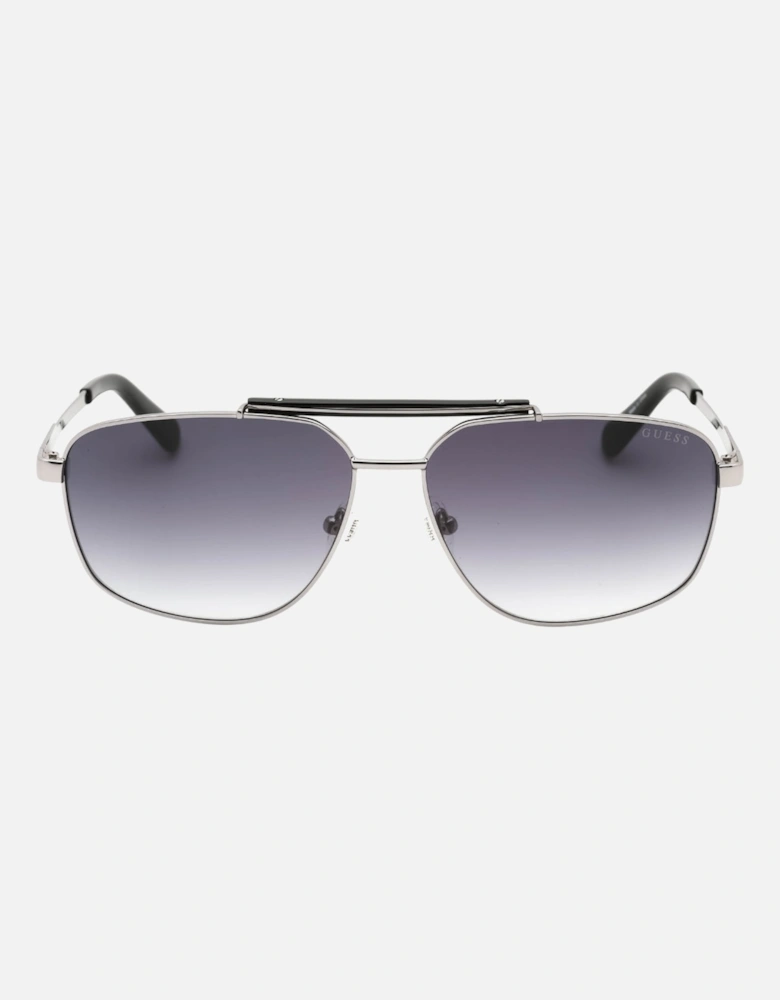 Gradient Smoke Lens Shiny Dark Silver Sunglasses