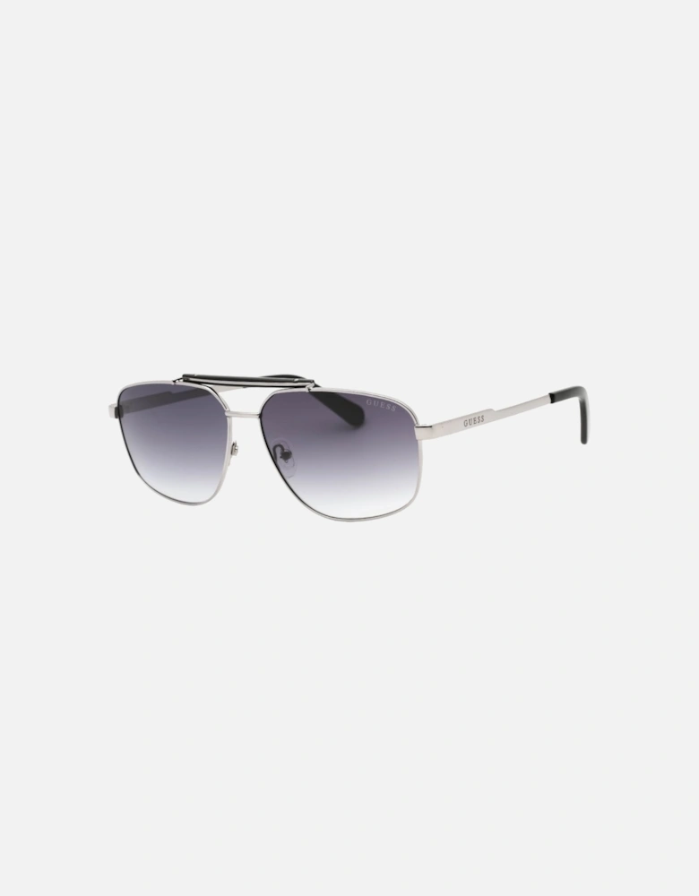 Gradient Smoke Lens Shiny Dark Silver Sunglasses