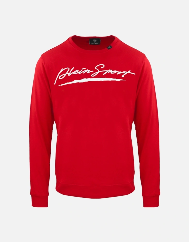 Plein Sport Large Signature Logo Red Sweatshirt