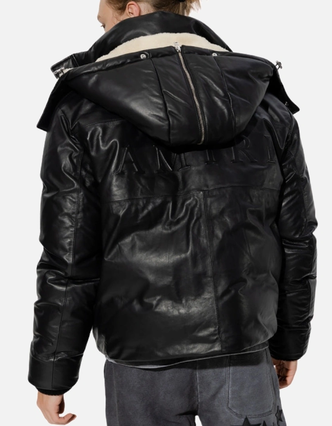 Plain Leather Down Jacket