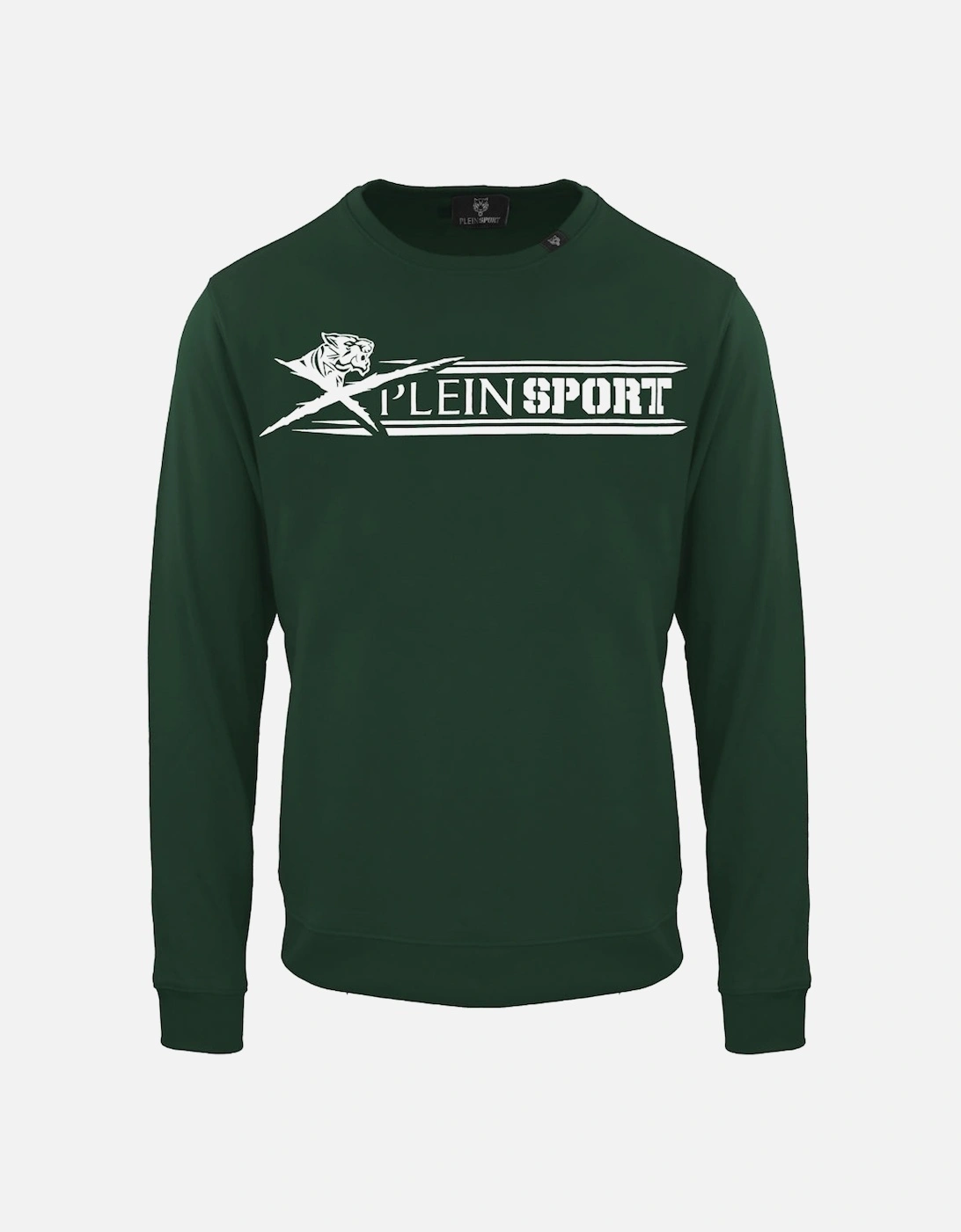 Plein Sport Large Underlined Brand Logo Green Sweatshirt, 3 of 2