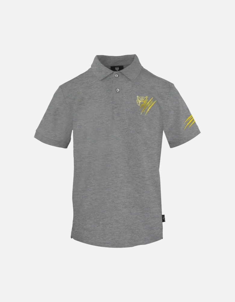 Plein Sport Small Tiger Scratch Logo Grey Polo Shirt