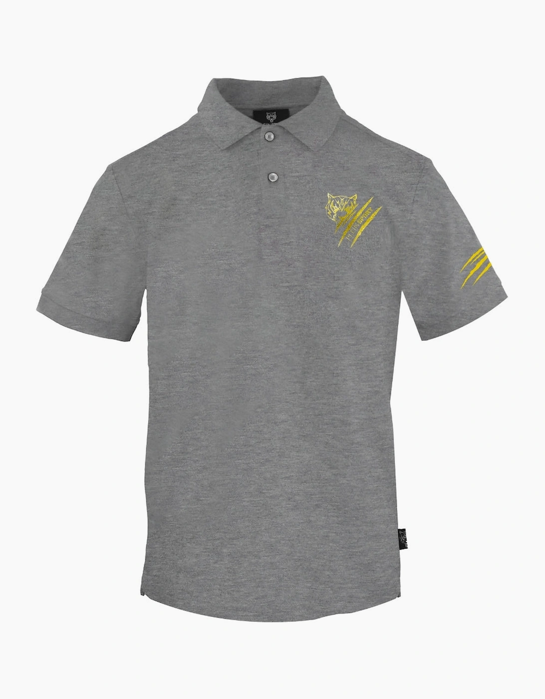 Men's Plein Sport Small Tiger Scratch Logo Grey Polo Shirt - Size: 36