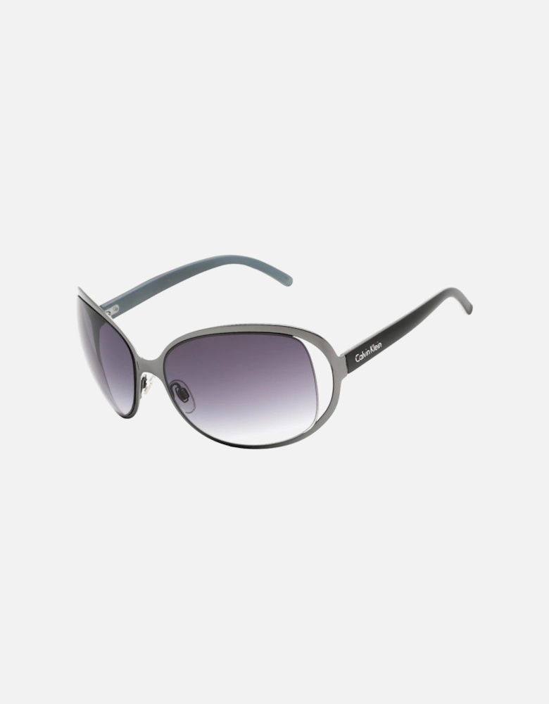 Grey Oval Lensed Black Sunglasses