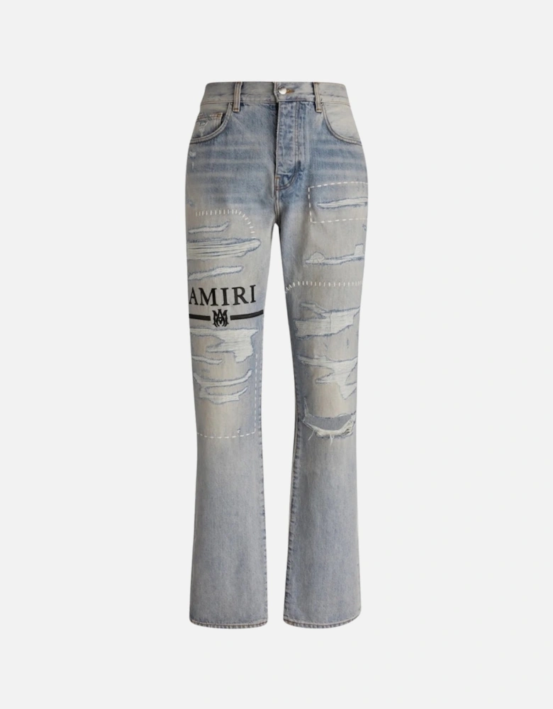 MA Bar Logo Straight Fit Stone indigo Blue Denim Jeans