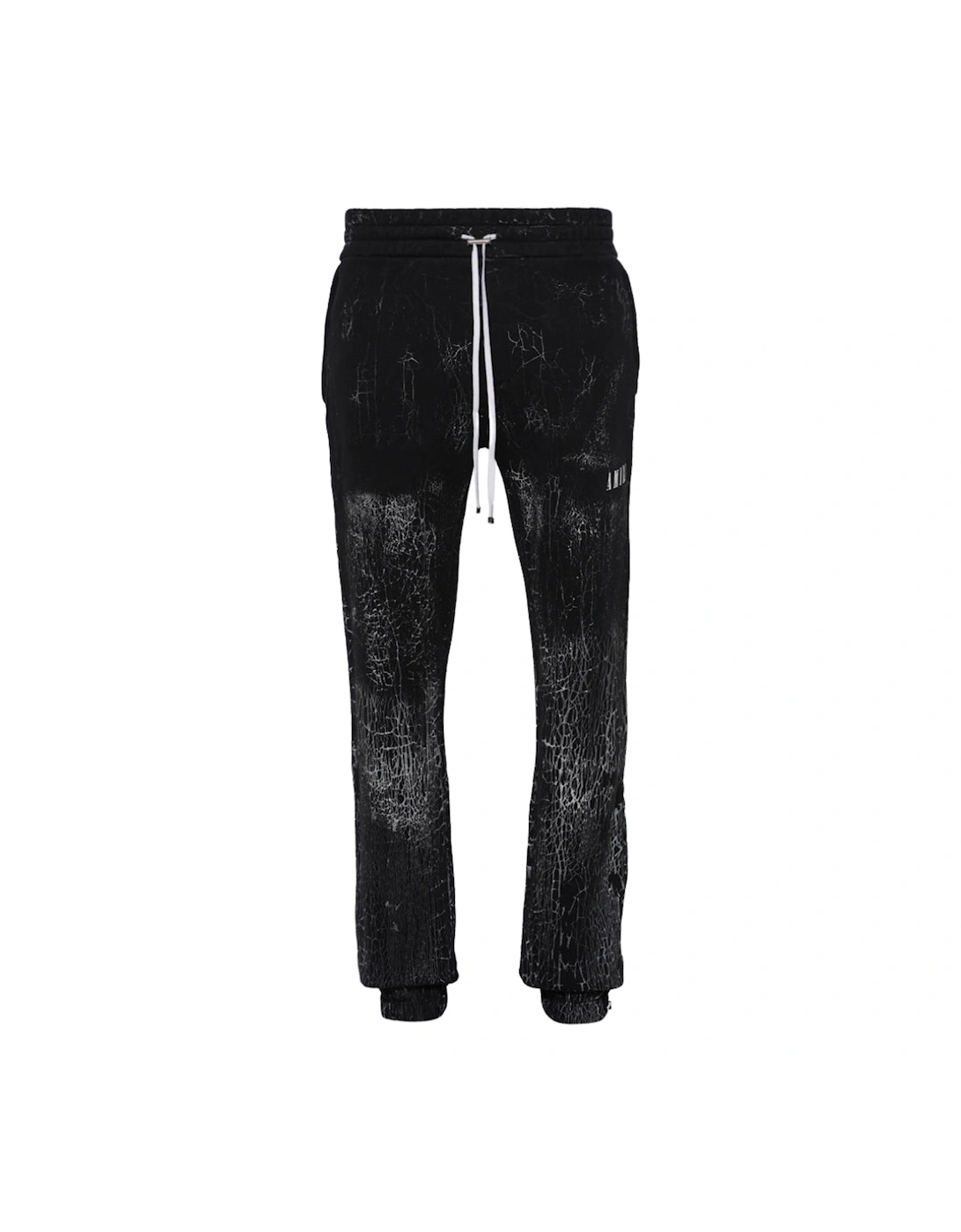 Men's Amiri Cracked Dye Logo Black Sweat Pants - Size: 33/32/32