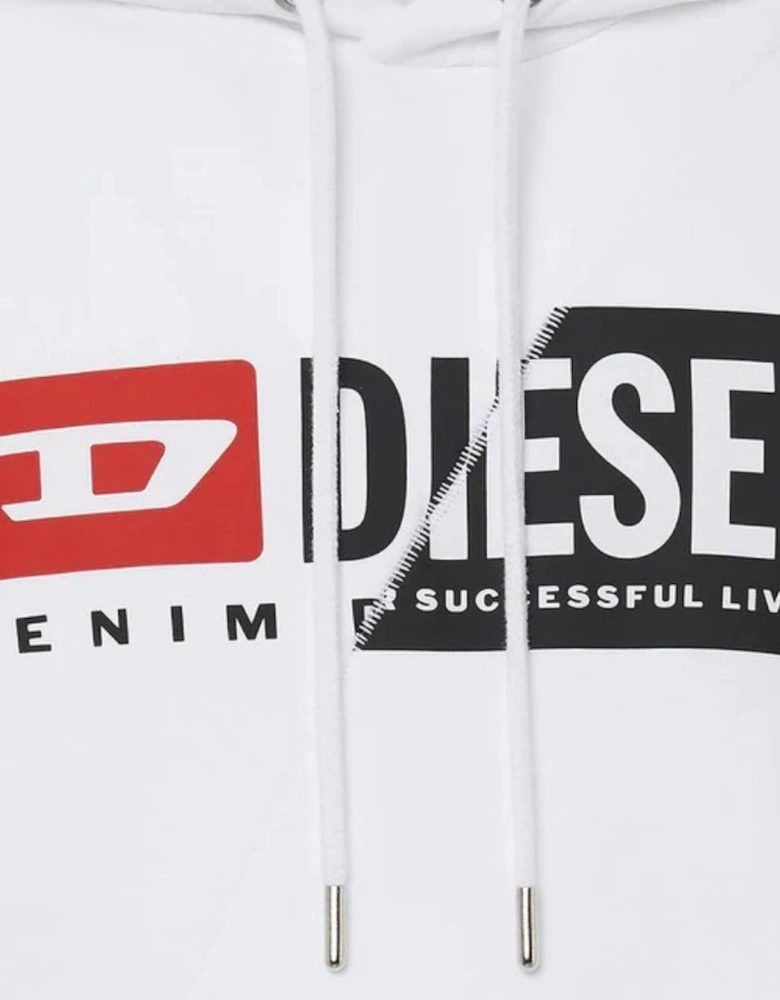 Denim Division Split Logo White Hoodie