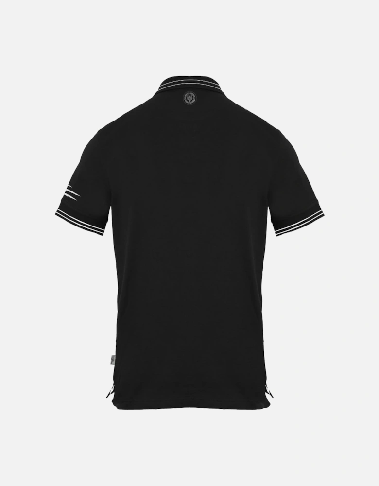 Plein Sport Signature Logo Twin Tipped Black Polo Shirt