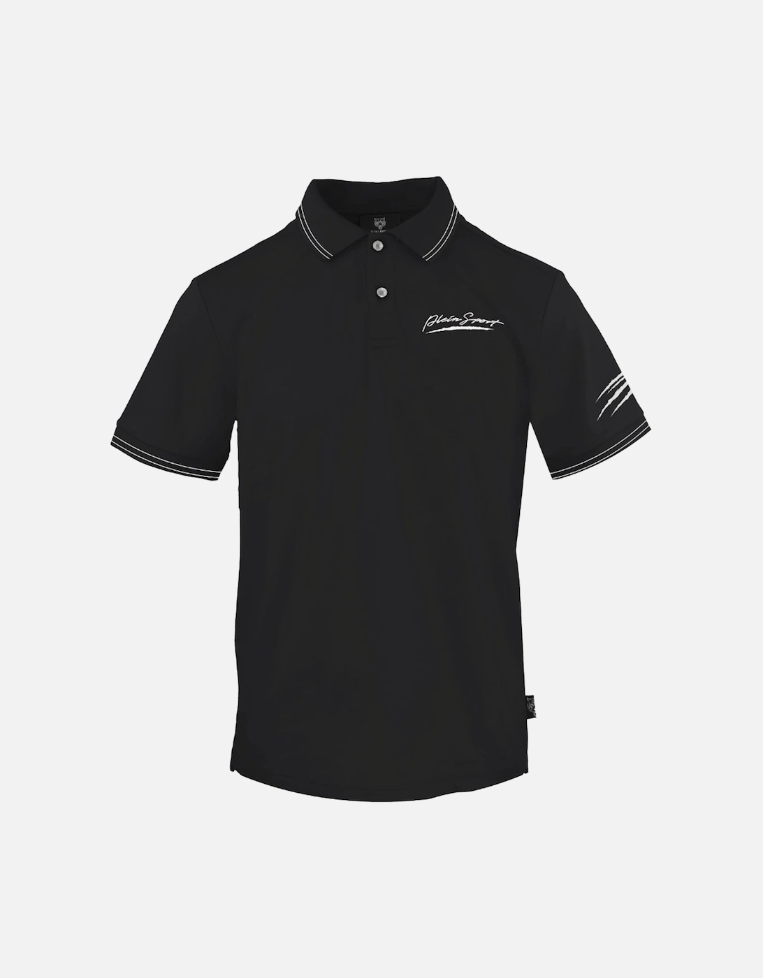 Plein Sport Signature Logo Twin Tipped Black Polo Shirt, 3 of 2