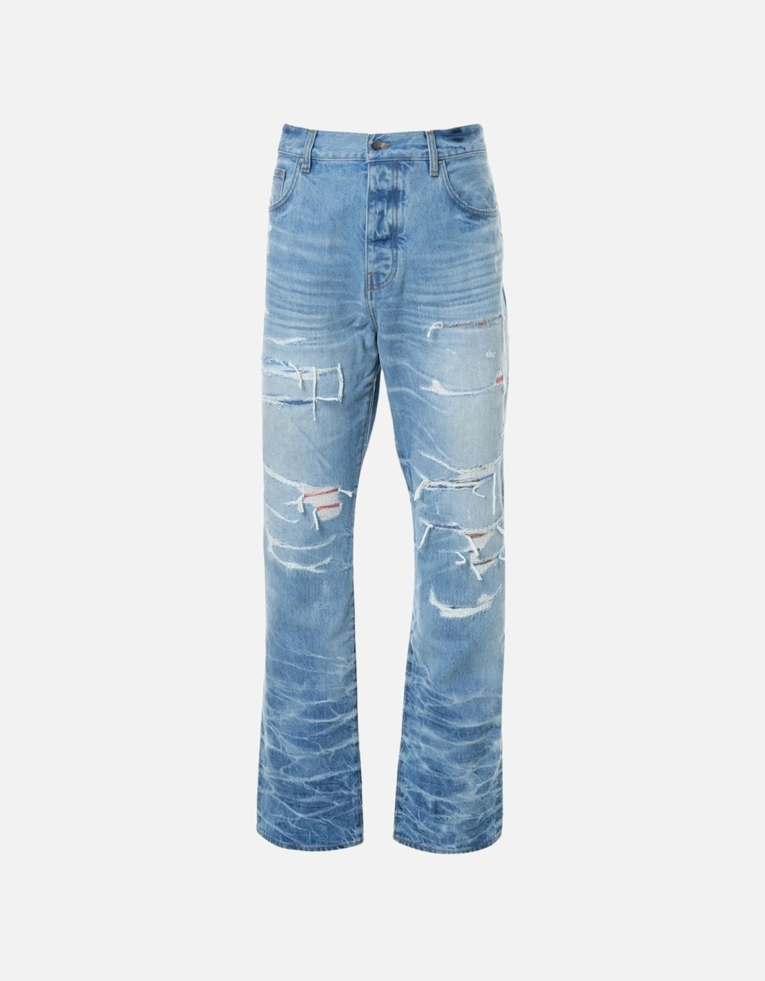 Aloha Patch Straight Fit Faded Indigo Blue Denim Jeans, 4 of 3