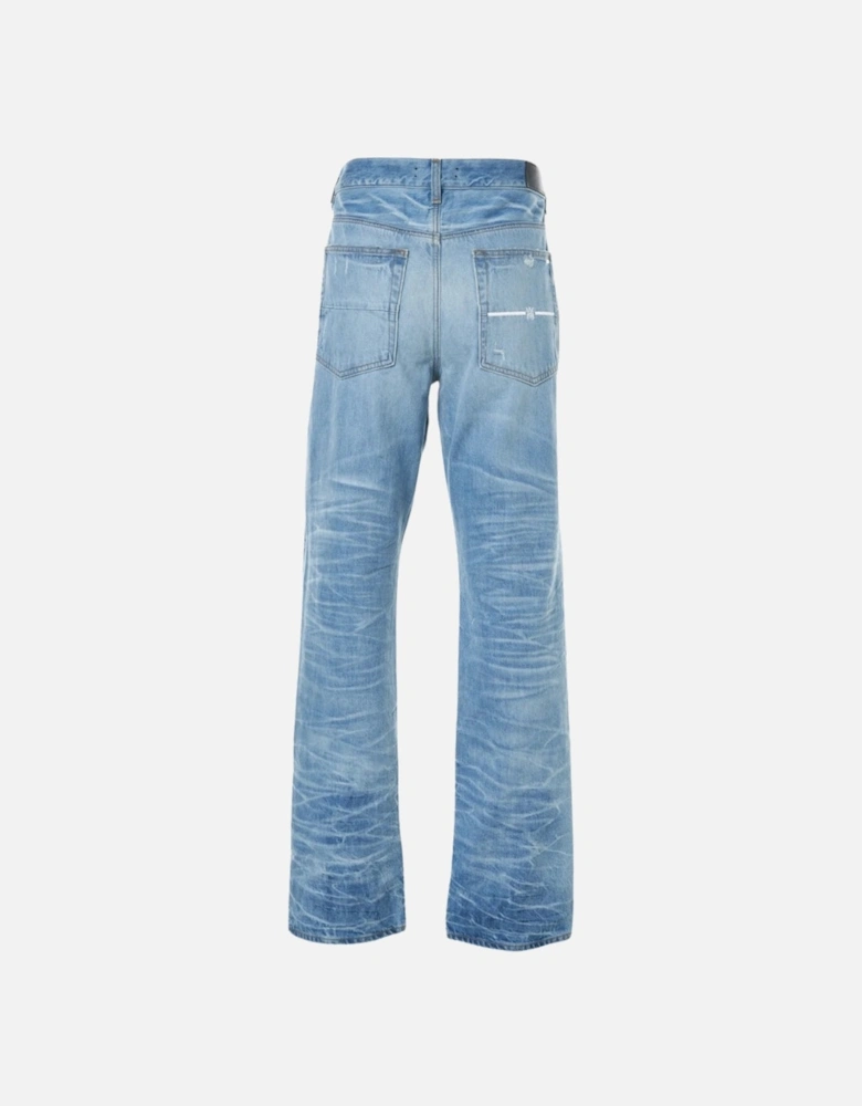 Aloha Patch Straight Fit Faded Indigo Blue Denim Jeans