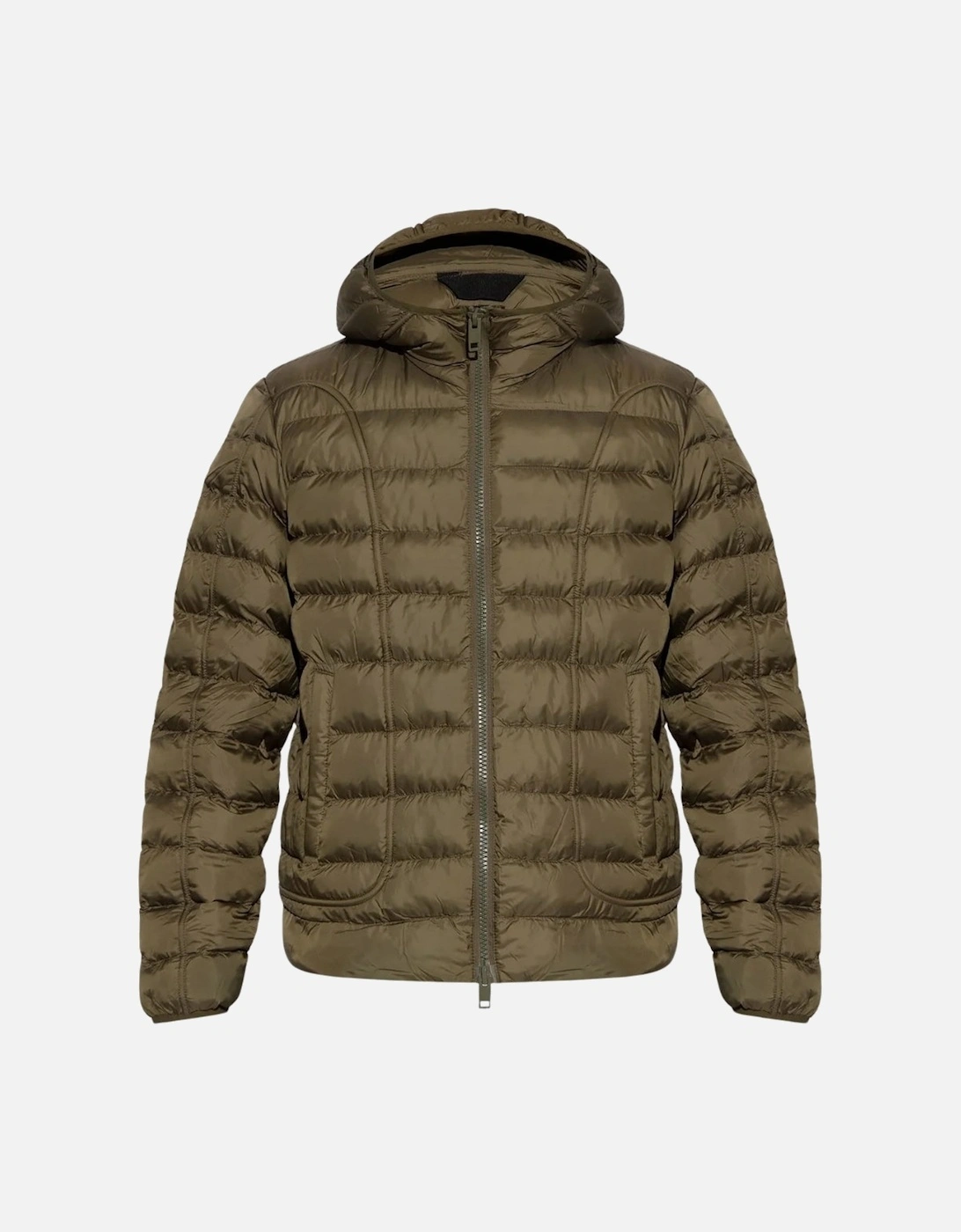 Plain Khaki Green Padded Hooded Jacket, 5 of 4