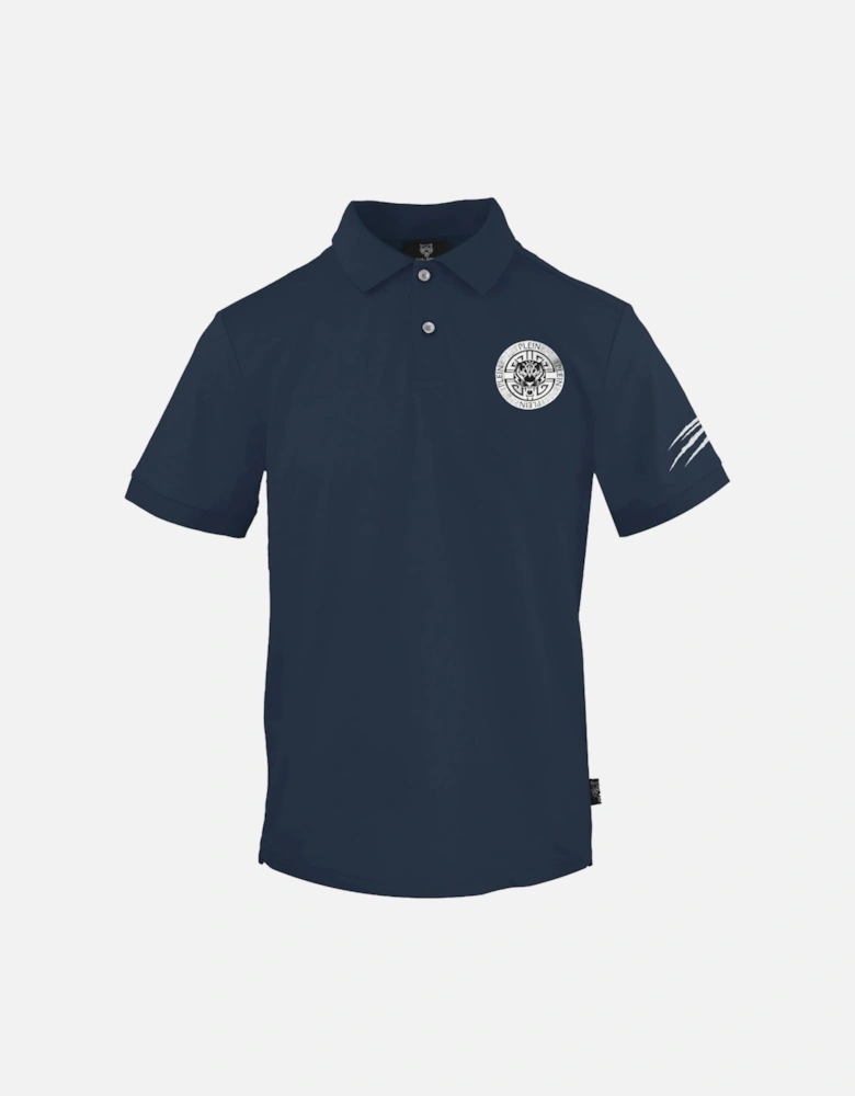 Plein Sport Circle Emblem Logo Navy Blue Polo Shirt