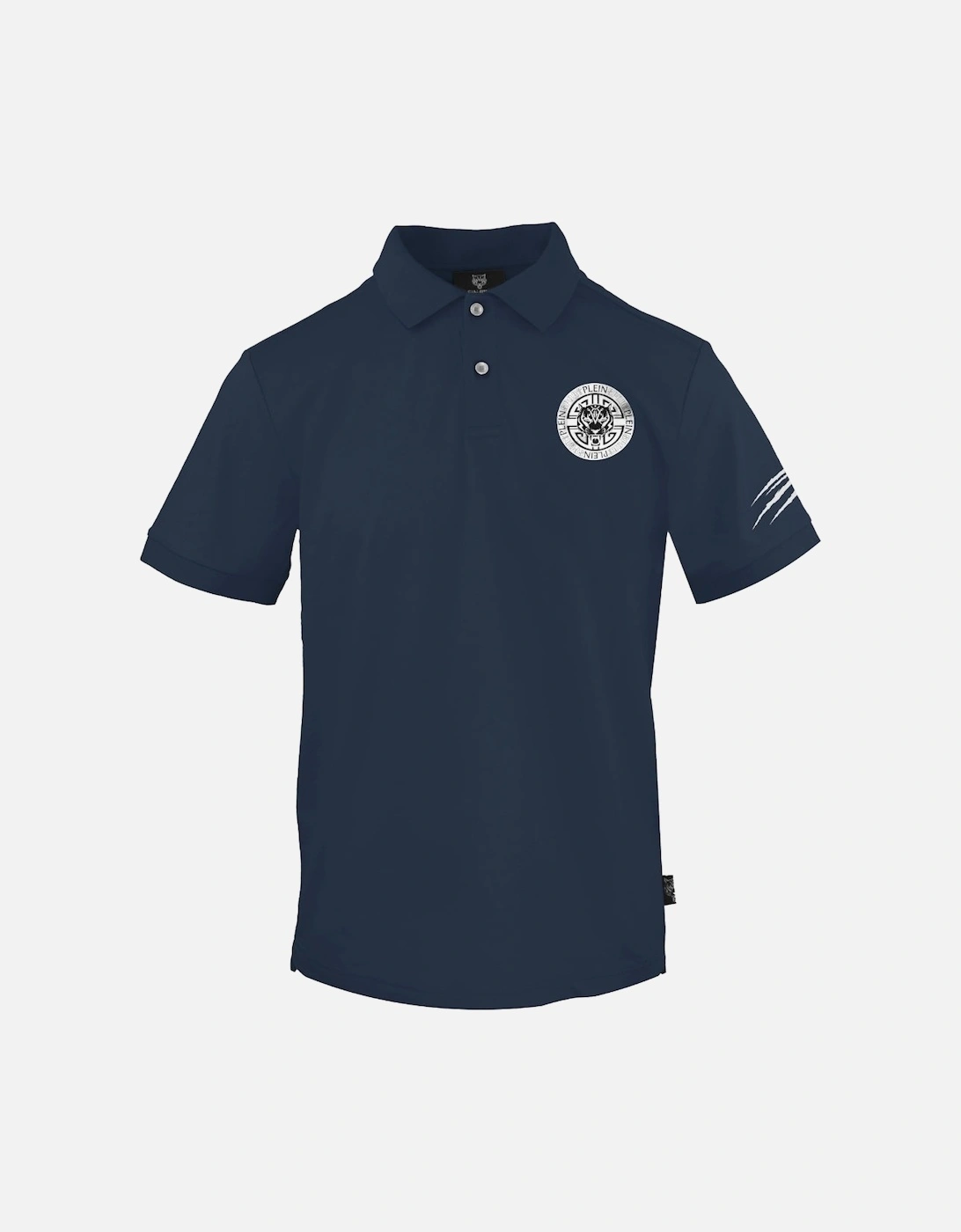 Plein Sport Circle Emblem Logo Navy Blue Polo Shirt, 3 of 2