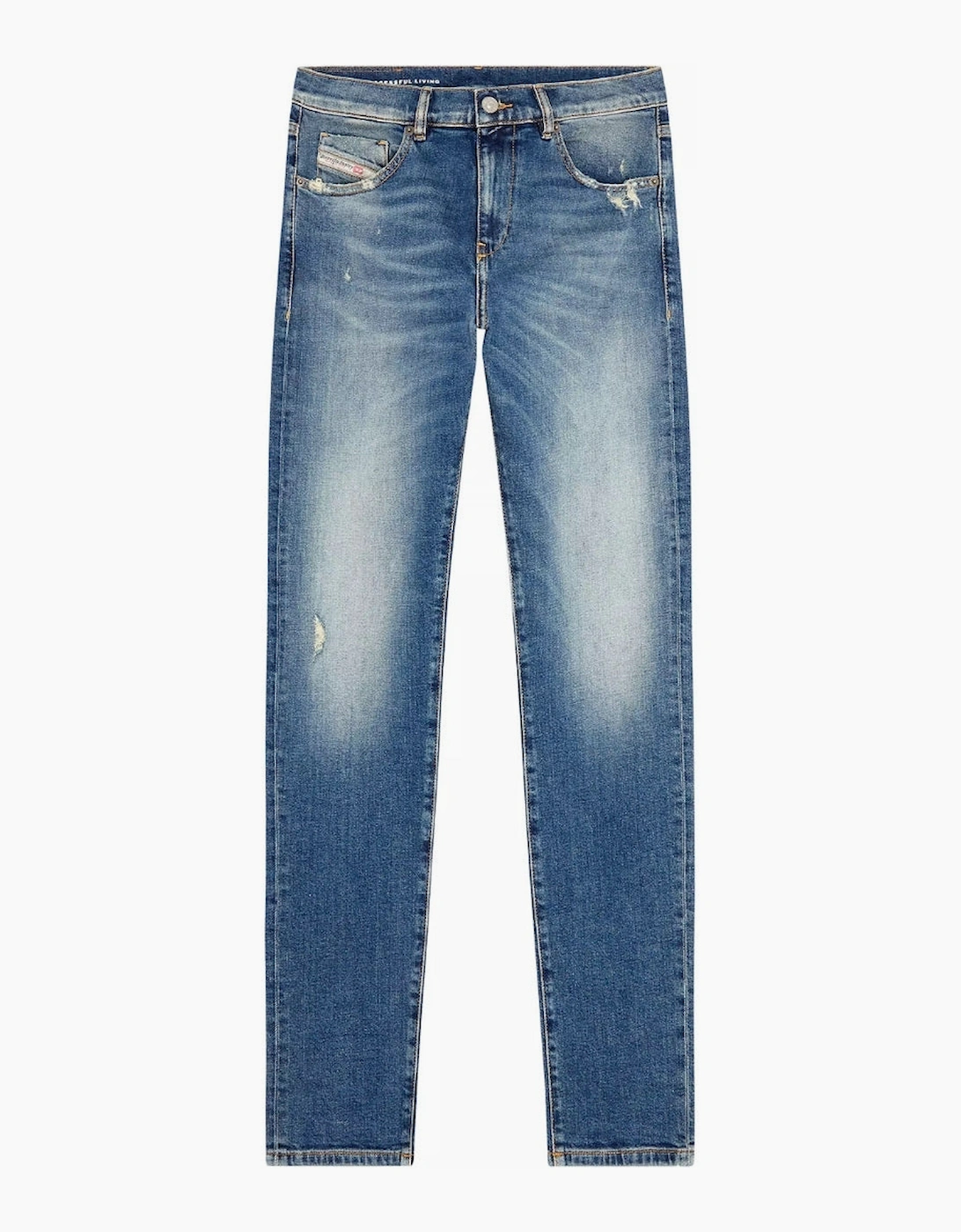 Diesel Men's Blue 2019 D-Strukt Light Ripped Wash Jeans - : 34/32 W34 L32