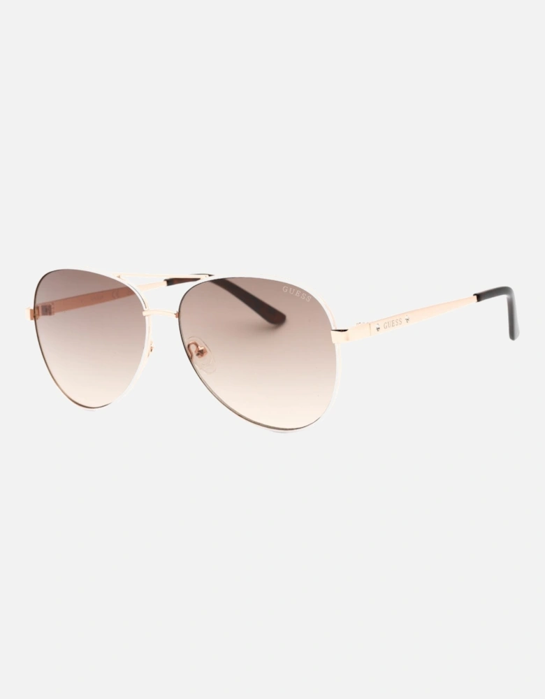 Gradient Brown Lens White Framed Rose Gold Sunglasses