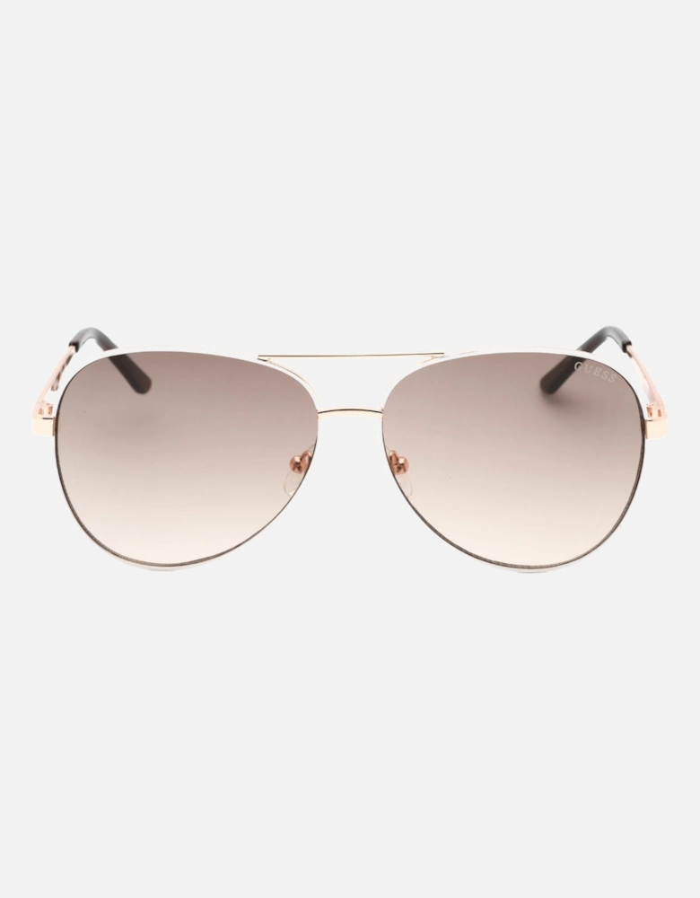 Gradient Brown Lens White Framed Rose Gold Sunglasses