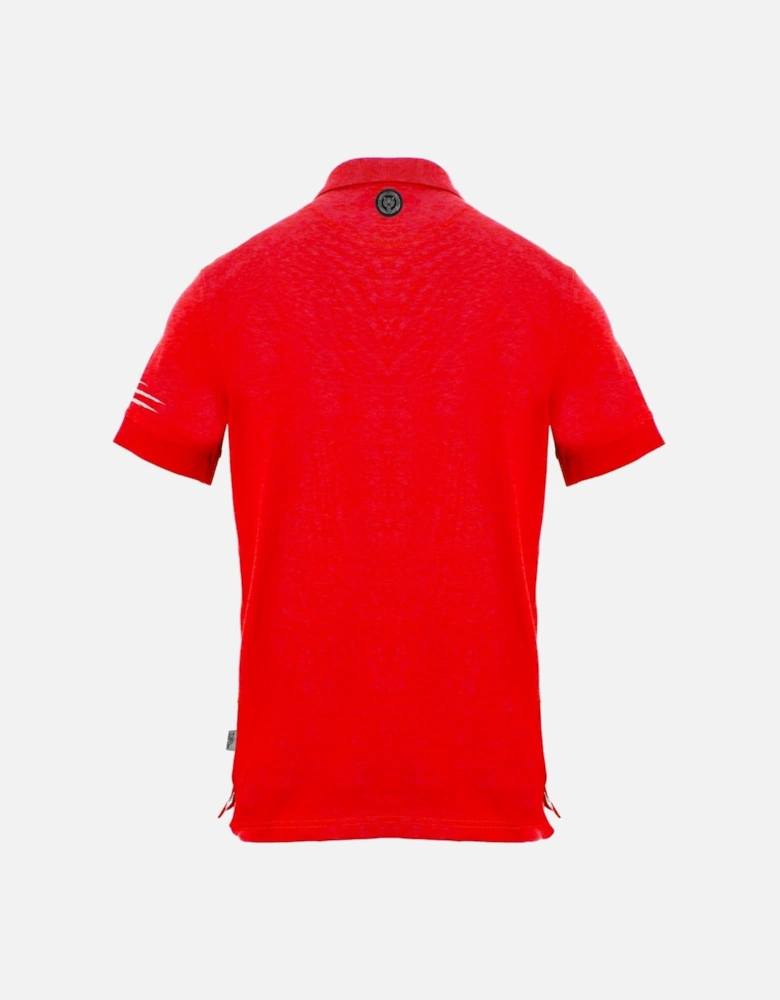 Plein Sport Circle Emblem Logo Red Polo Shirt