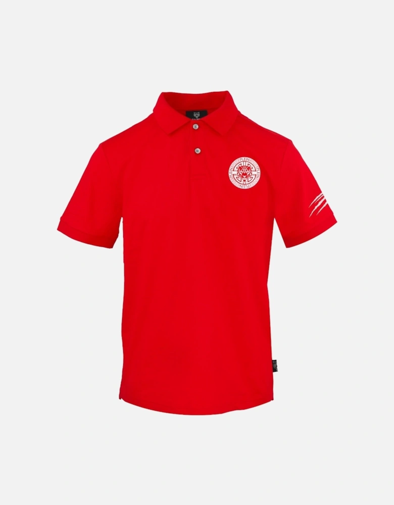 Plein Sport Circle Emblem Logo Red Polo Shirt