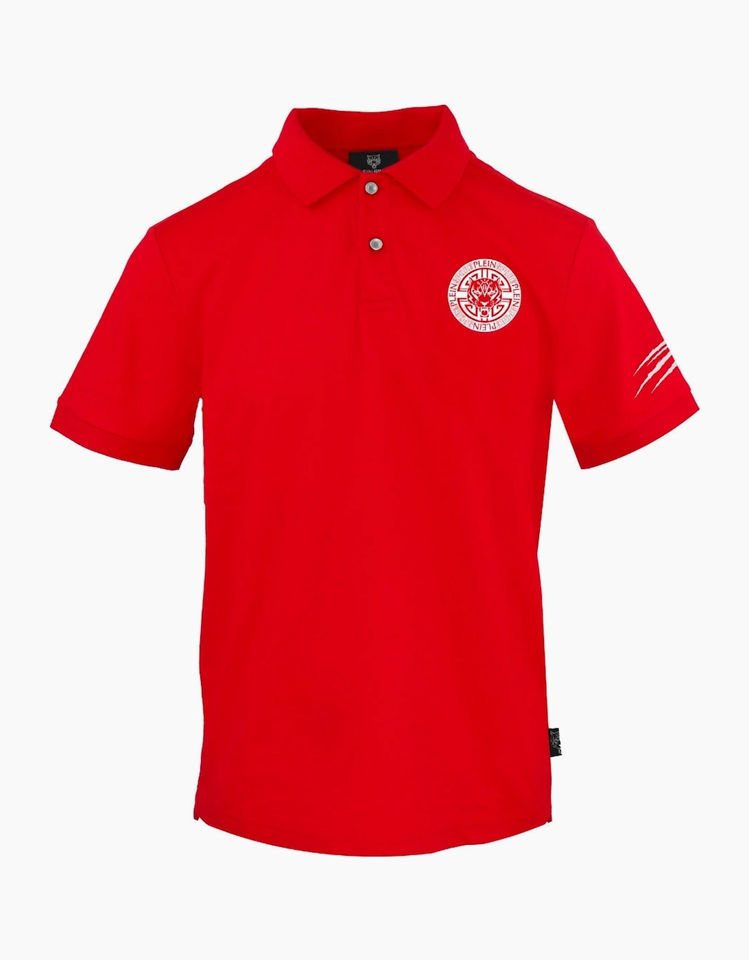 Men's Plein Sport Circle Emblem Logo Red Polo Shirt - Size: 38