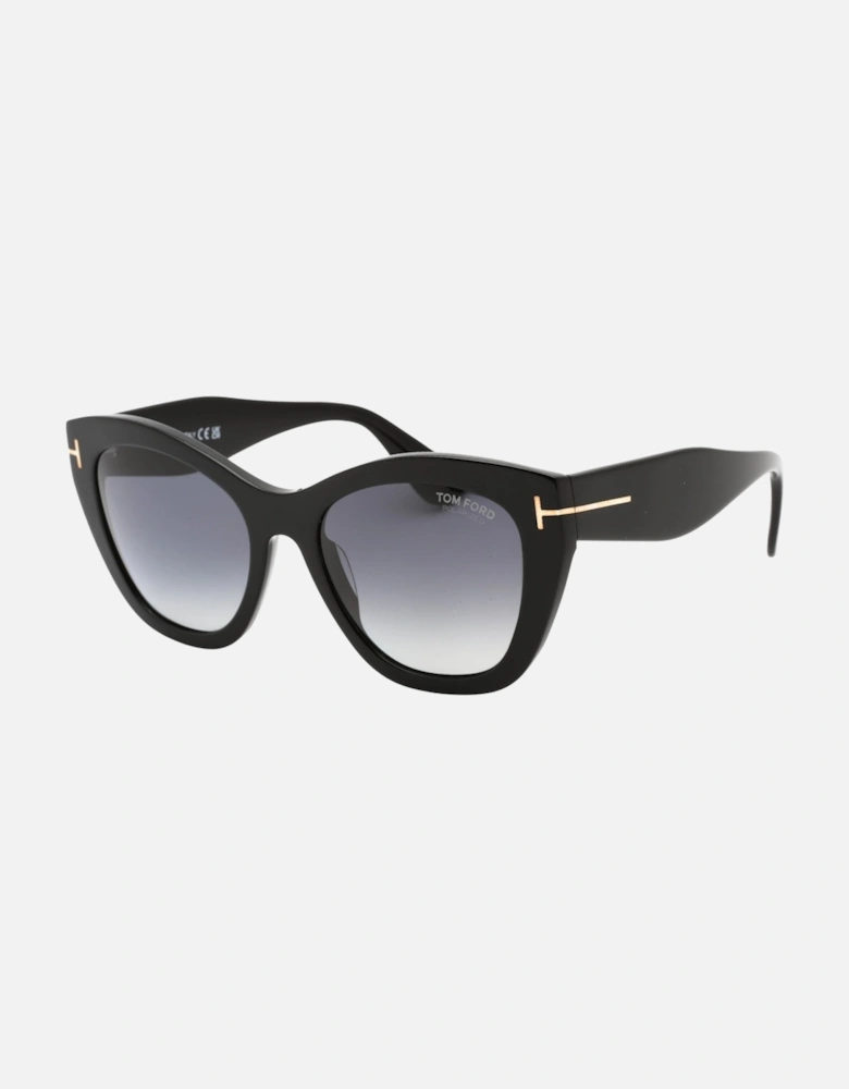 Cara Smoke Polarized Lens Shiny Black Sunglasses