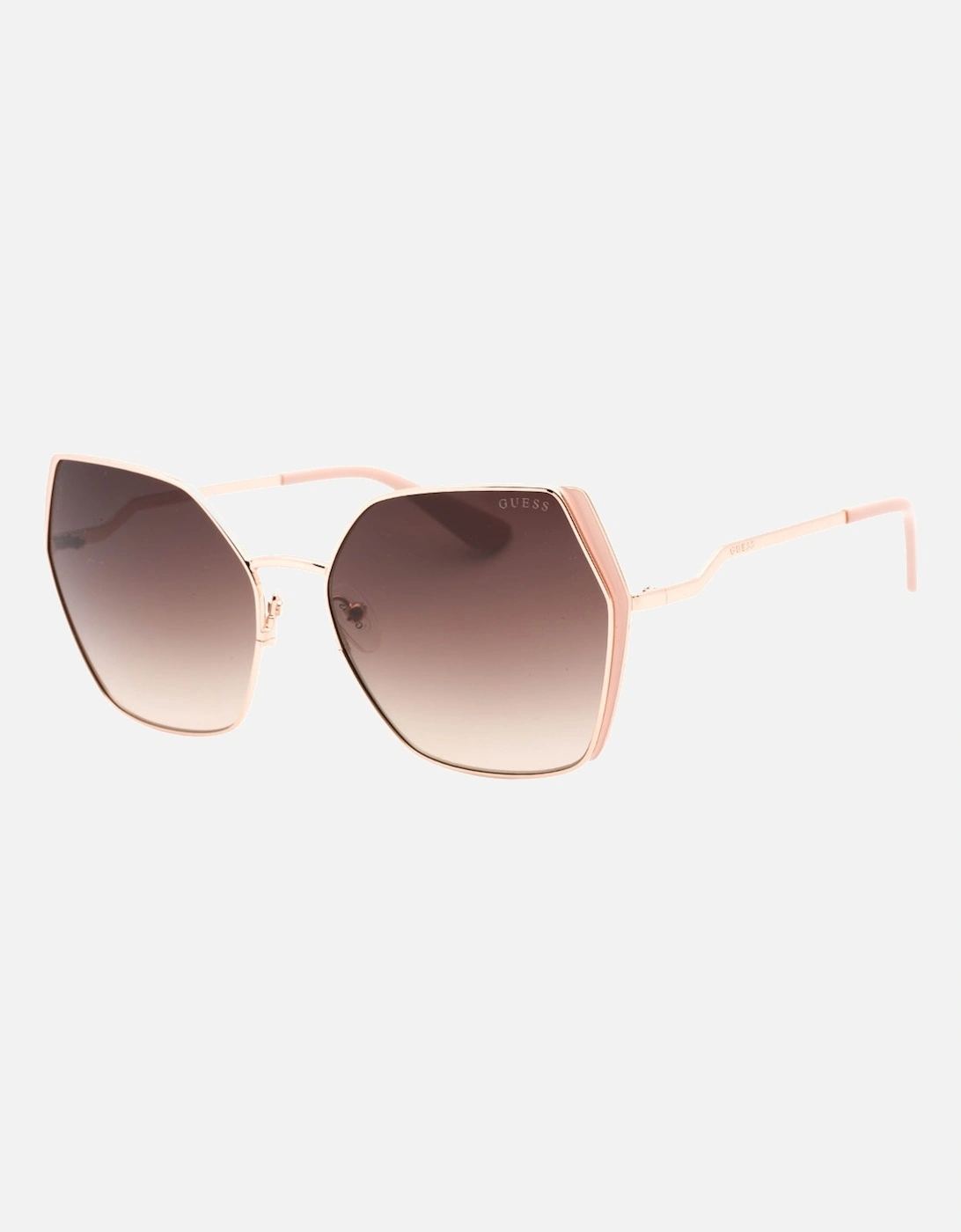 Gradient Brown Lens Shiny Rose Gold Sunglasses