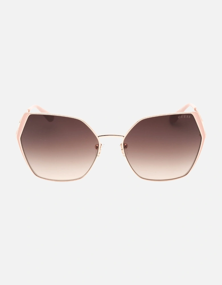 Gradient Brown Lens Shiny Rose Gold Sunglasses