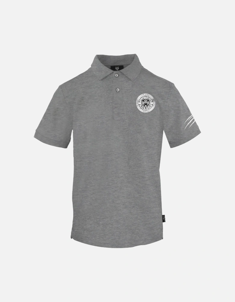 Plein Sport Circle Emblem Logo Grey Polo Shirt