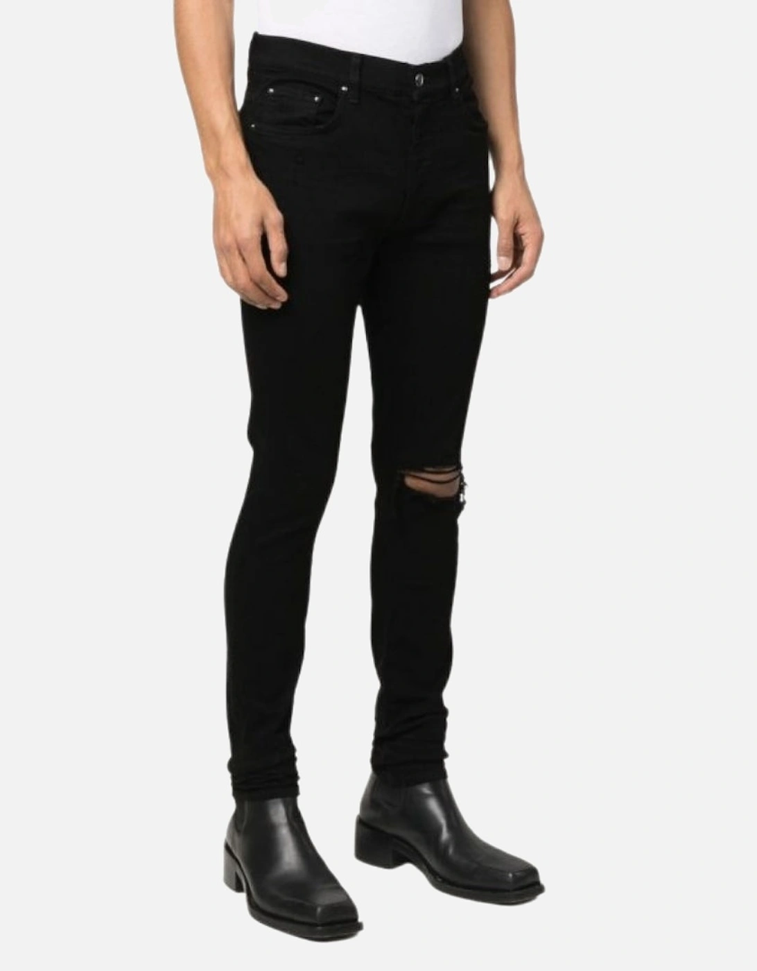 Slim Fit Broken Ripped Black Denim Jeans