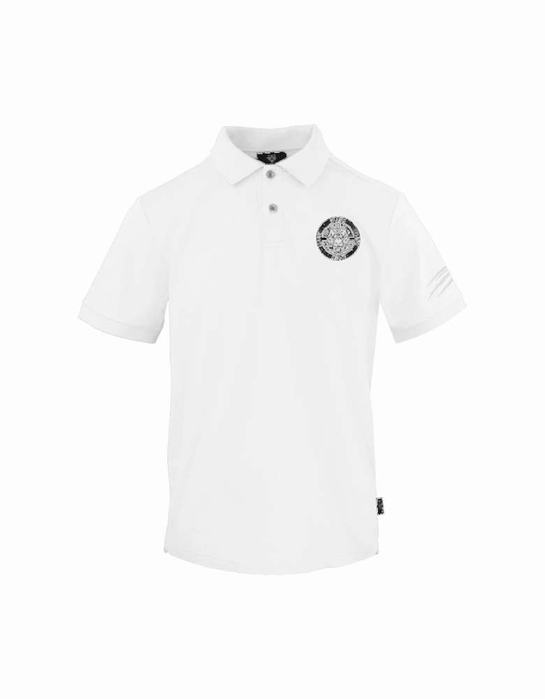 Plein Sport Circle Emblem Logo White Polo Shirt