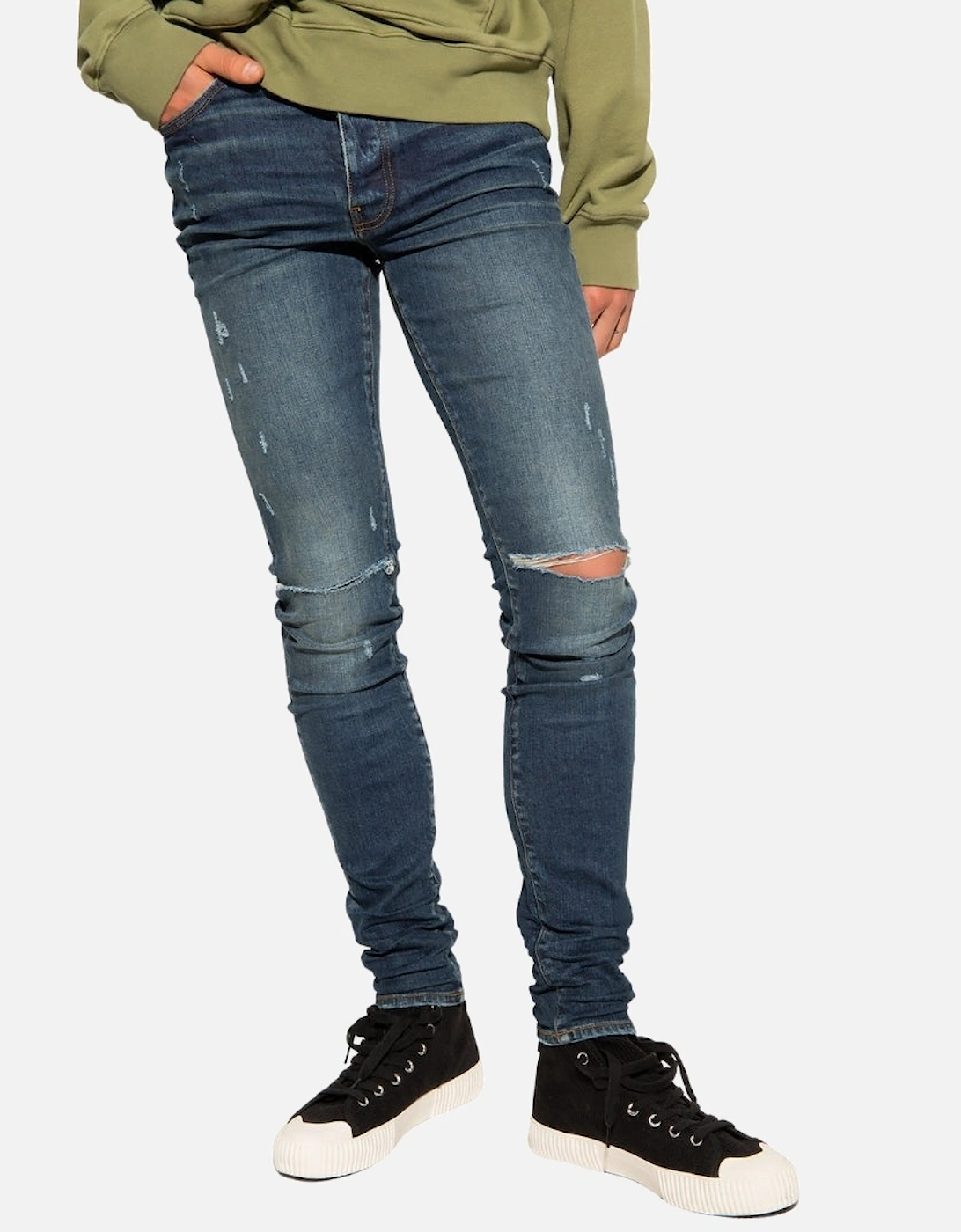 Slim Fit Slash Deep Classic Blue Denim Jeans