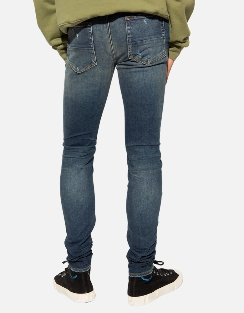 Slim Fit Slash Deep Classic Blue Denim Jeans