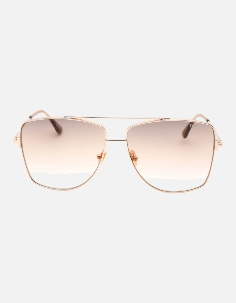 Reggie Gradient Brown Lens Shiny Rose Gold Sunglasses