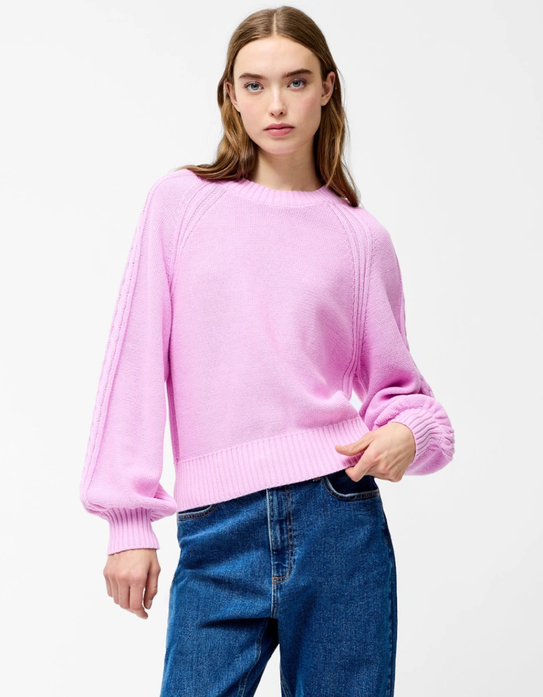 Lily Cable Sleeve Jumper Bubblegum Pink