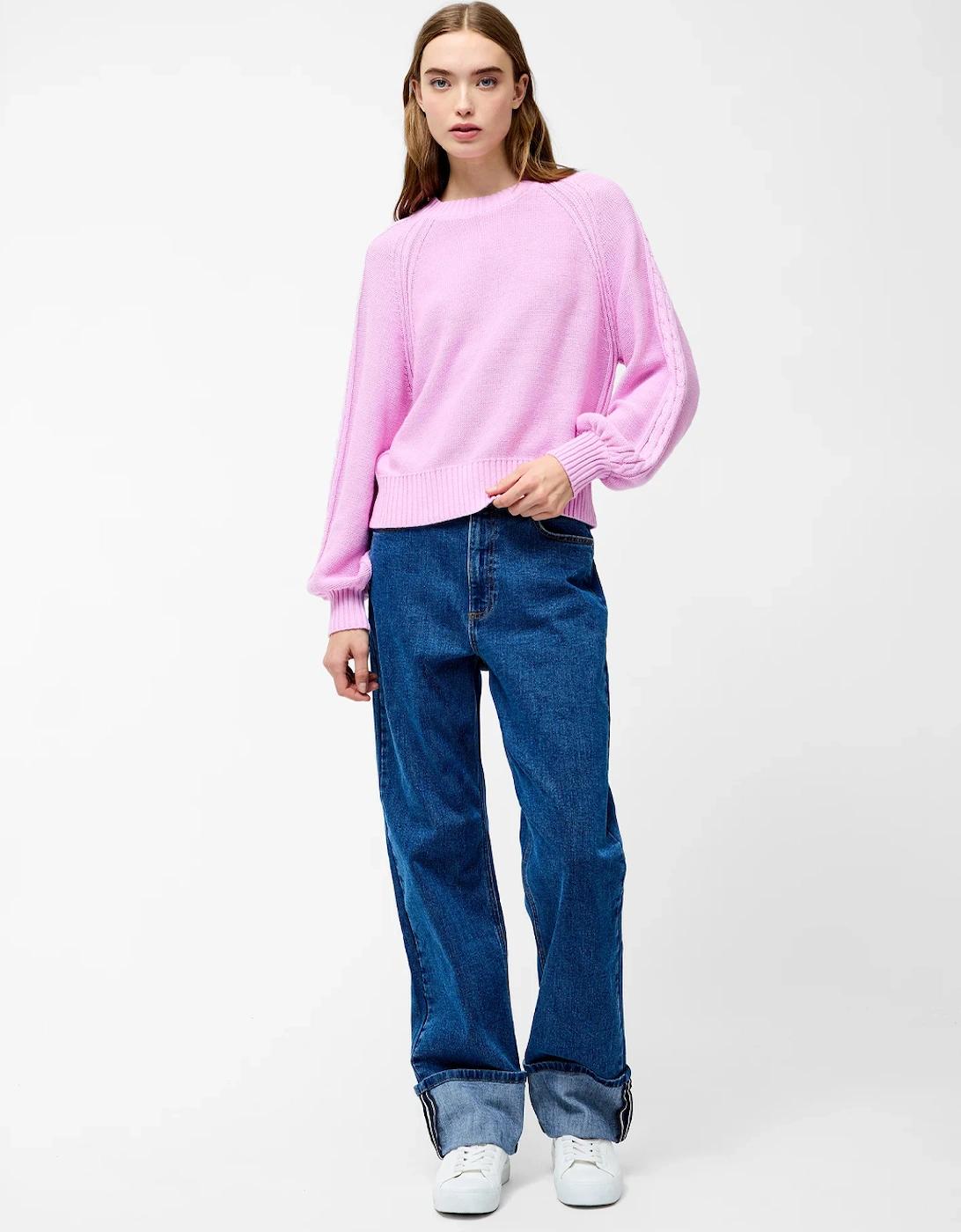 Lily Cable Sleeve Jumper Bubblegum Pink