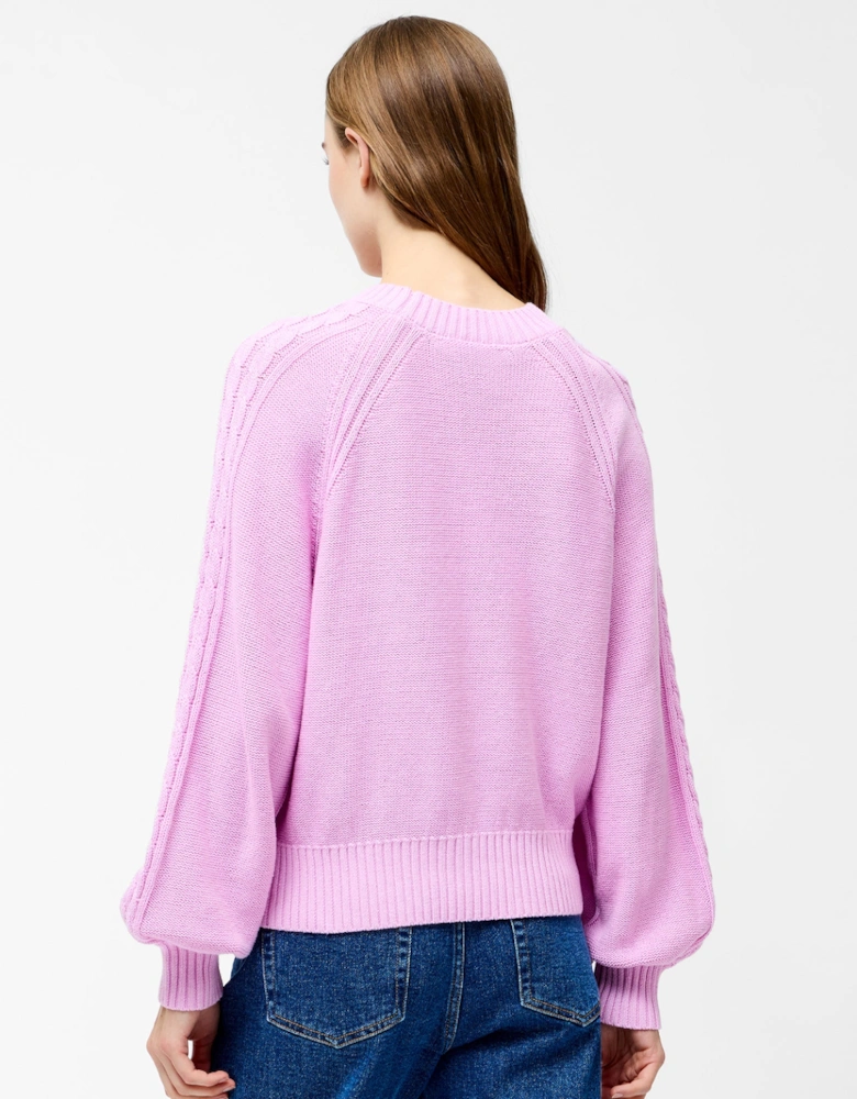 Lily Cable Sleeve Jumper Bubblegum Pink