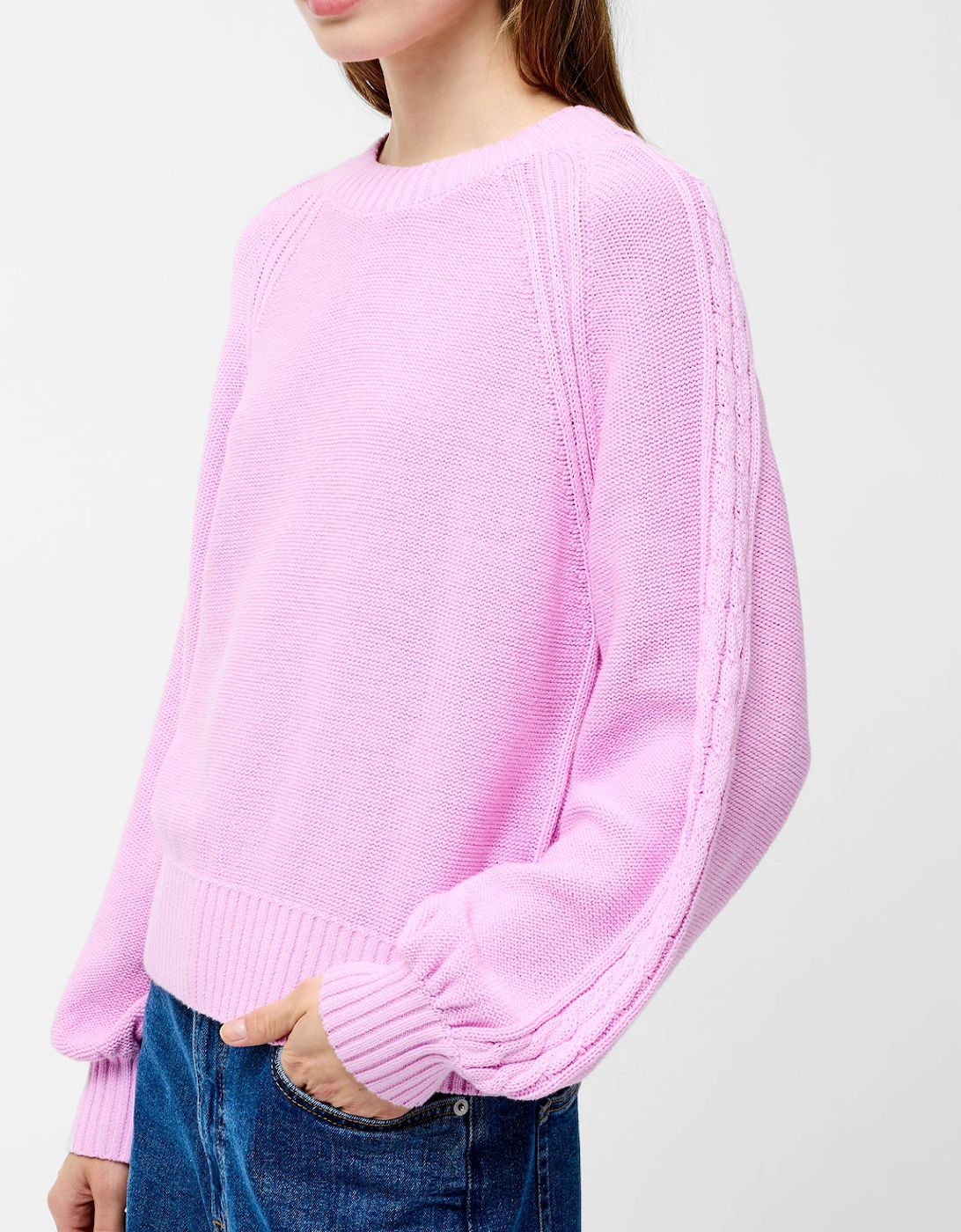 Lily Cable Sleeve Jumper Bubblegum Pink